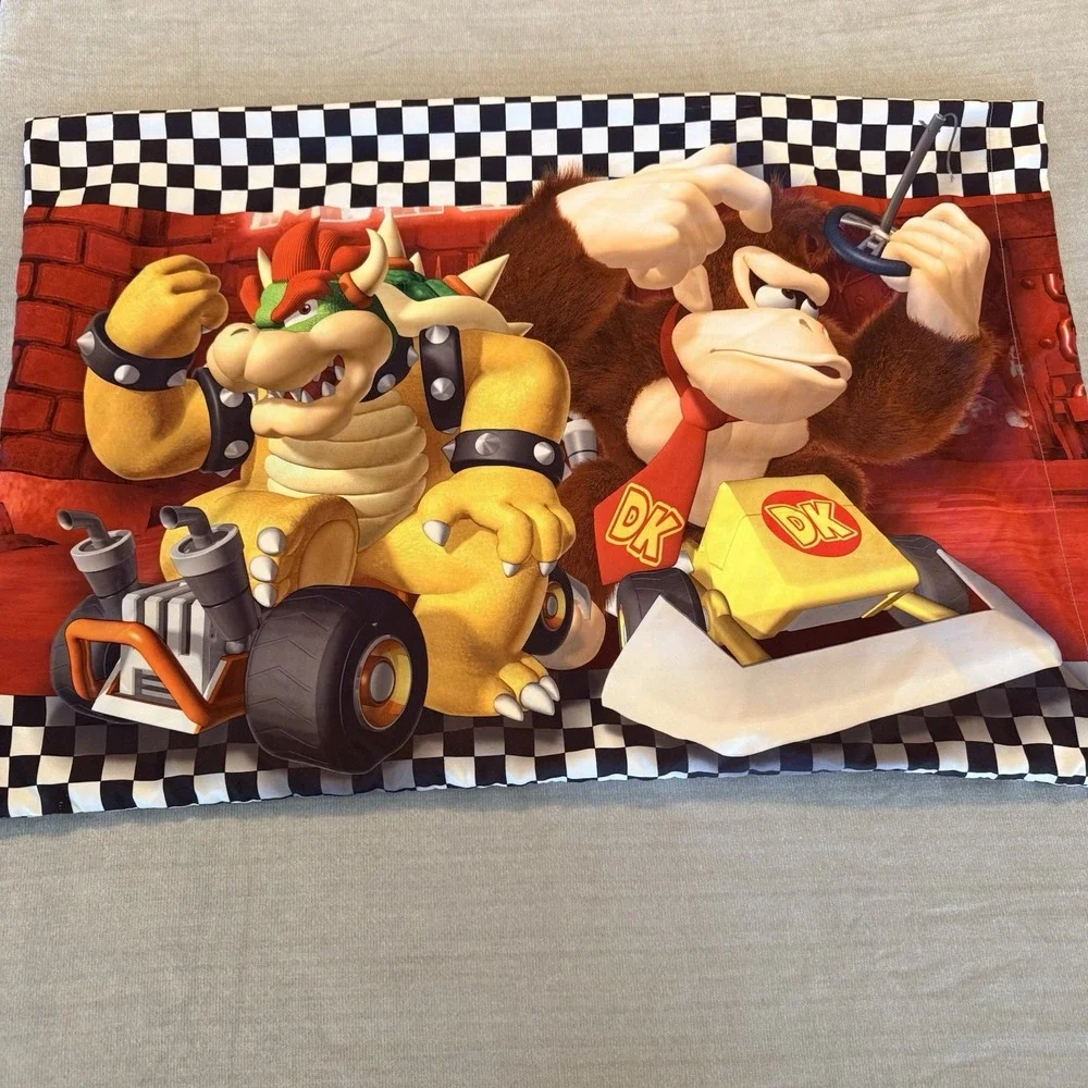 Nintendo Mario Kart Pillowcase Lot of 4 Mario Luigi Yoshi Bowser Donkey Kong